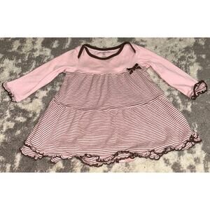 Geendog Girl Pink and brown Winter Bodysuit Dress 6-9 Months